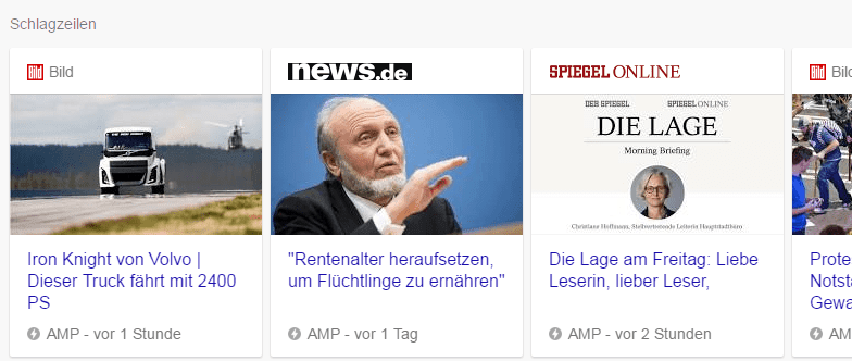 AMP-Ergebnisse im Carousel