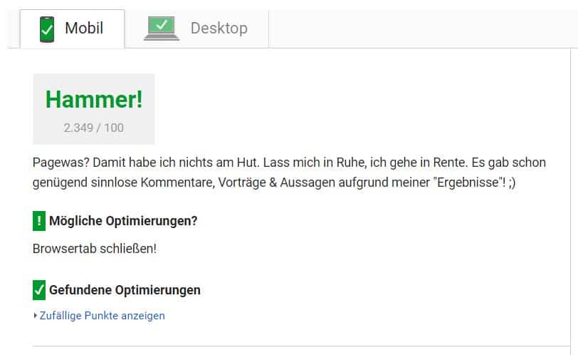 Anlass zu Disskussion - Pagespeed insights & Sitespeed
