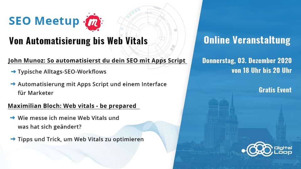 SEO Meetup - So automatisierst du dein SEO und bist für die Web Vitals vorbereitet